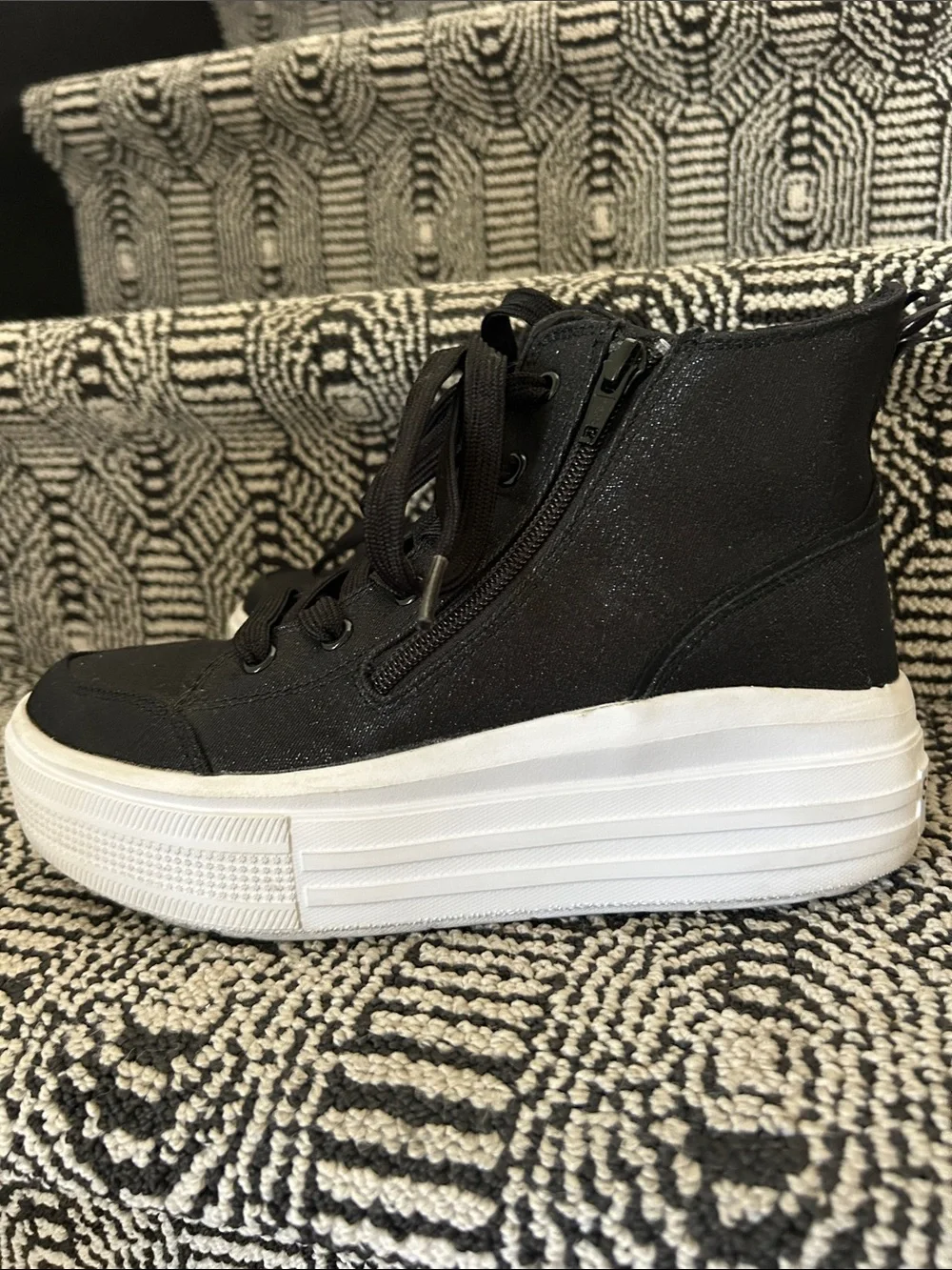 Skechers Hyperlift Black High-Top Platform Sneakers